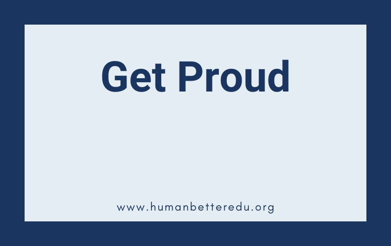 Blue blog header: Get Proud