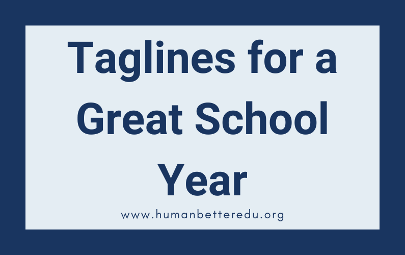 Blue blog header reading "Taglines for a Great School Year"